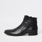 River Island Mens Leather Buckle Strap Boots