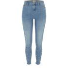 River Island Womens Molly Faux Pearl Hem Jeggings