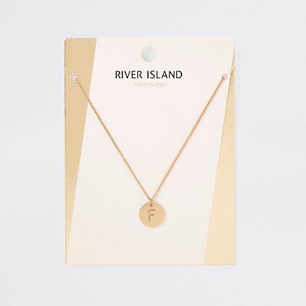 River Island Womens Gold Plated 'f' Engraved Necklace