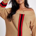 River Island Womens Plus Stripe Knit Bardot Top