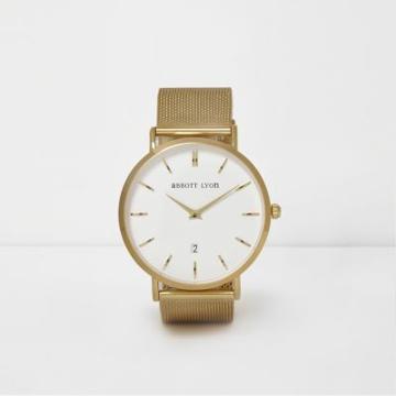 River Island Womens Gold Plated Mesh Abbott Lyon Watch