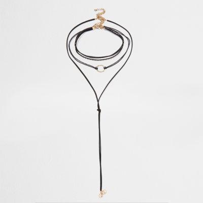 River Island Womens Layered String Diamant Bolo Chokers