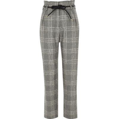 River Island Womens Check Tapered Rope Belt Trousers