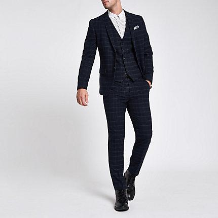 River Island Mens Grindle Check Skinny Fit Suit Jacket
