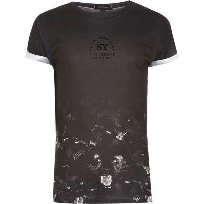 River Island Mens Panther Hem Print T-shirt