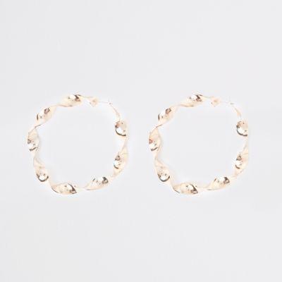 River Island Womens Gold Tone Retro Twist Hoop Earrings
