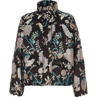 River Island Womens Floral Jacquard Puffer Jacket