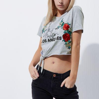 River Island Womens Petite 'los Angeles' Cropped T-shirt