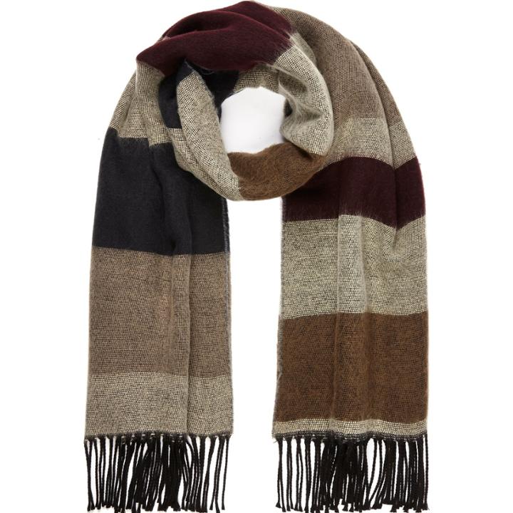 River Island Mensbeige Reversible Block Color Tassel Scarf