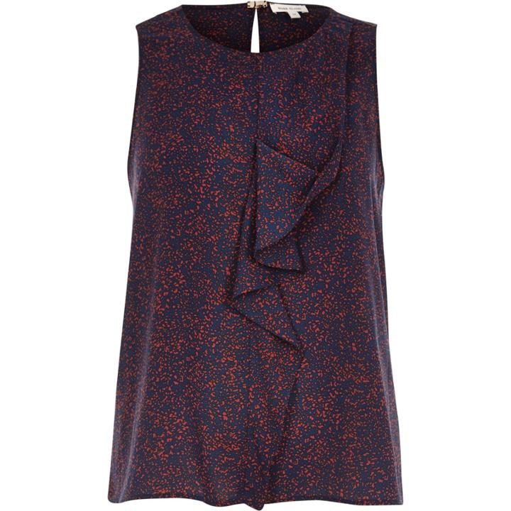 River Island Womens Printed Ruffle Front Top