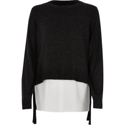 River Island Womens Knit Tie Side Layered Jumper
