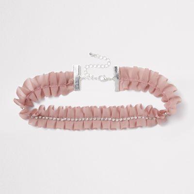 River Island Womens Frill Rhinestone Choker