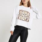River Island Womens White 'luxe' Leopard Print Sweatshirt