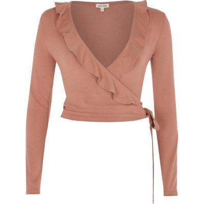 River Island Womens Frill Wrap V Neck Top