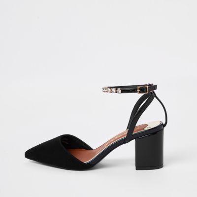 River Island Womens Wide Fit Rhinestone Two Part Shoes