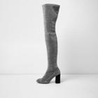 River Island Womens Silver Glitter Over-the-knee Stretch Boots