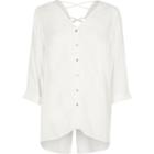 River Island Womens White Crossover Back Dipped Hem Blouse
