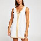River Island Womens White Broderie Tassel Beach Dress