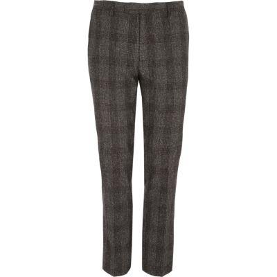 River Island Mens Check Skinny Suit Trousers