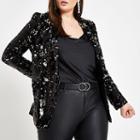 River Island Womens Plus Sequin Double Breasted Blazer
