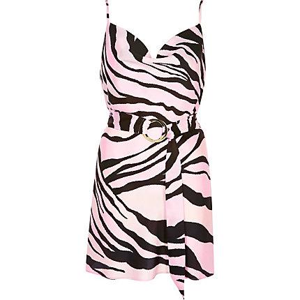 River Island Womens Petite Zebra Print Cami Dress