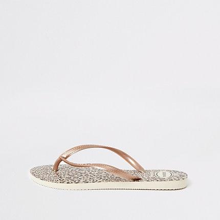 River Island Womens Havaianas Slim Leopard Print Flip Flops