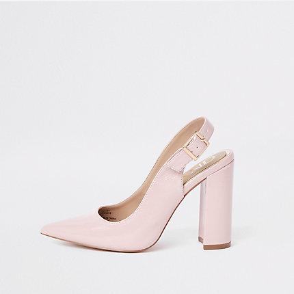 River Island Womens Block Heel Sling Back Pumps