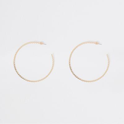 River Island Womens Gold Tone Large Twisted Hoop Earrings
