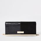 River Island Womens Faux Suede Croc Embossed Clutch Bag
