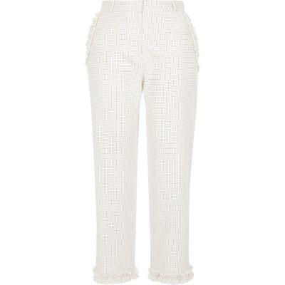 River Island Womens Polka Dot Frill Hem Cropped Pants