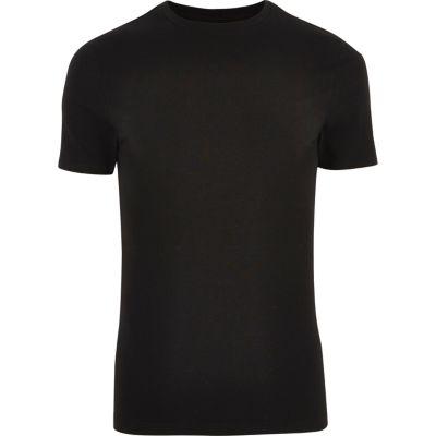 River Island Mensblack Muscle Fit Crew Neck T-shirt