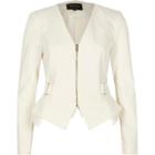 River Island Womens White Zip Up Smart Peplum Blazer