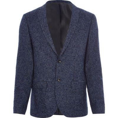 River Island Mens Puppytooth Check Skinny Fit Blazer
