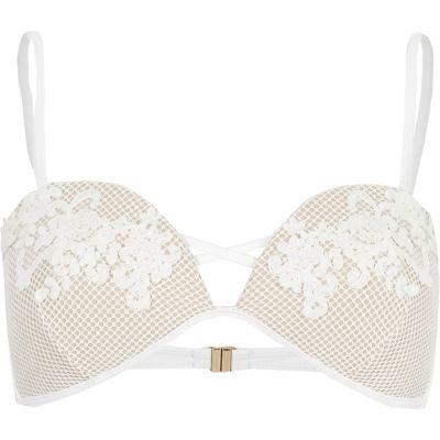 River Island Womens White Mesh Lace Balconette Bikini Top