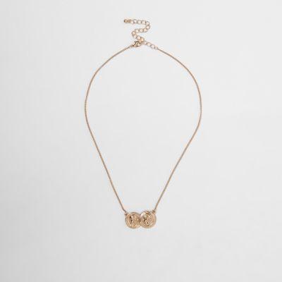 River Island Womens Gold Tone Double Coin Necklace