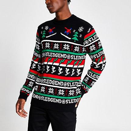 River Island Mens 'sledgend' Knitted Christmas Jumper