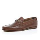River Island Mensbrown Leather Horsebit Loafers