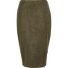 River Island Womens Faux Suede Panel Pencil Skirt