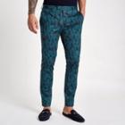 River Island Mens Peacock Print Skinny Smart Pants