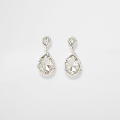 River Island Womens Silver Tone Teardrop Diamante Dangle Earrings