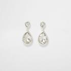 River Island Womens Silver Tone Teardrop Diamante Dangle Earrings