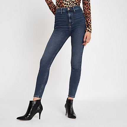 River Island Womens Kaia High Waisted Skinny Disco Jeans