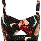 River Island Womens Floral Spot Tie Front Crop Top