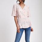 River Island Womens Floral Fitted Tie Waist Blouse