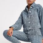 River Island Womens Ri Monogram Cropped Denim Jacket