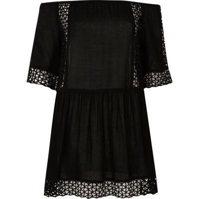 River Island Womens Laser Cut Bardot Beach Dress