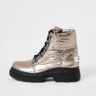 River Island Womens Silver Lace-up Chunky Moon Boots