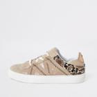 River Island Womens Snake Print Tape Lace-up Trainers