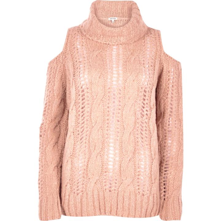 River Island Womens Knitted Cold Shoulder Sweater