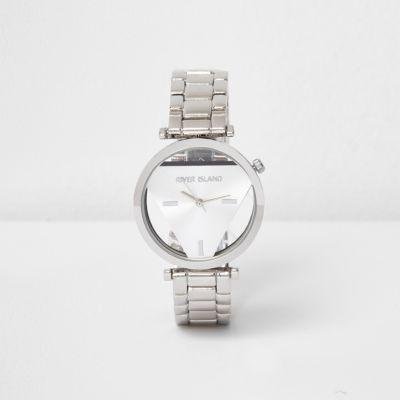 River Island Womens Silver Tone Triangular Face Watch